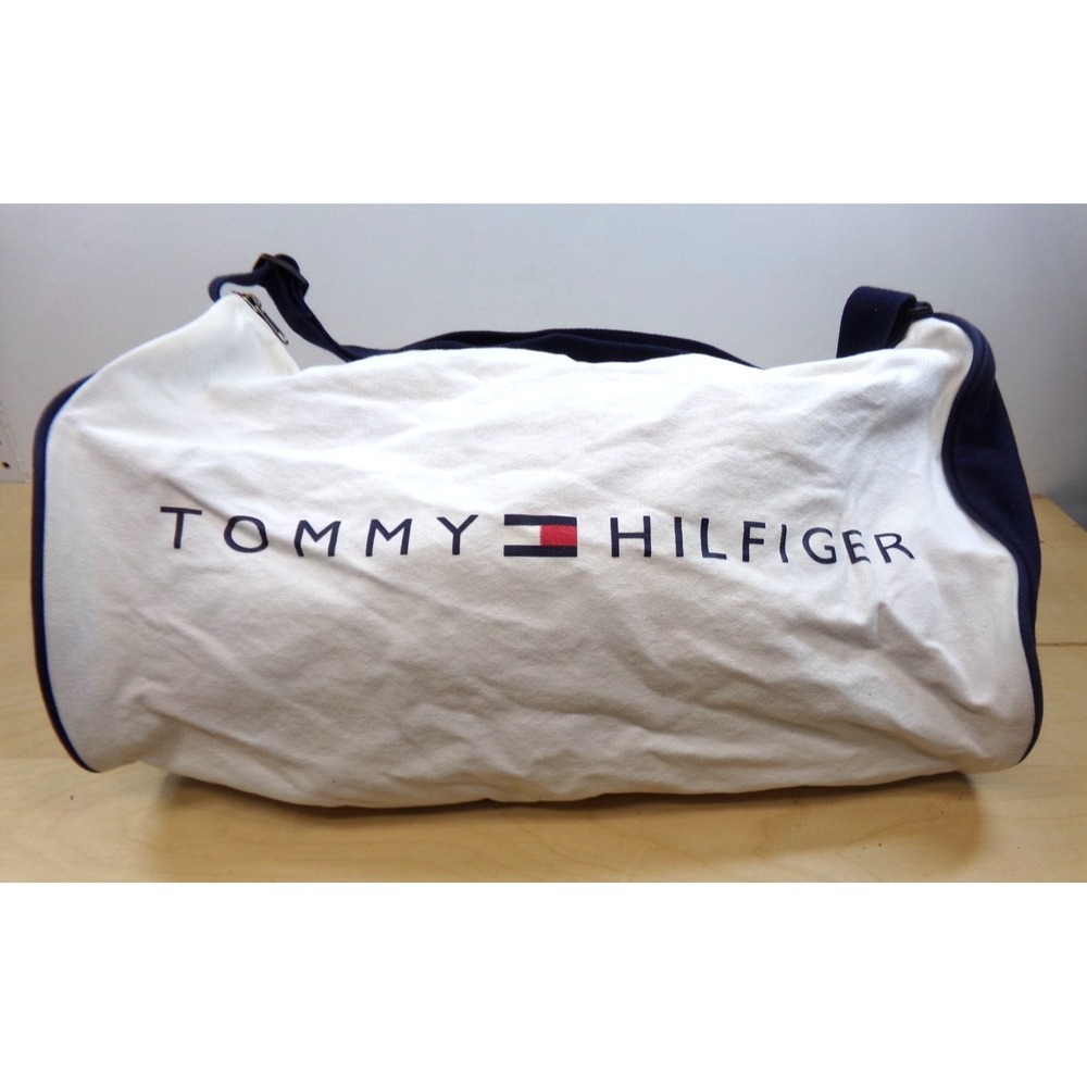 Tommy Hilfiger Vintage Classic White Travel Duffle Weekender‎ Gym Bag Carry On